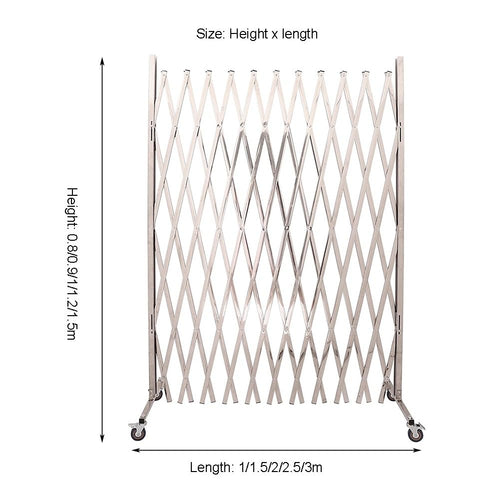 Adjustable Stainless Steel Expandable Gate with Wheels, Retractable Traffic Barrier for Driveway, Flexible Crowd Control Solution, Safe and Durable Barrier System