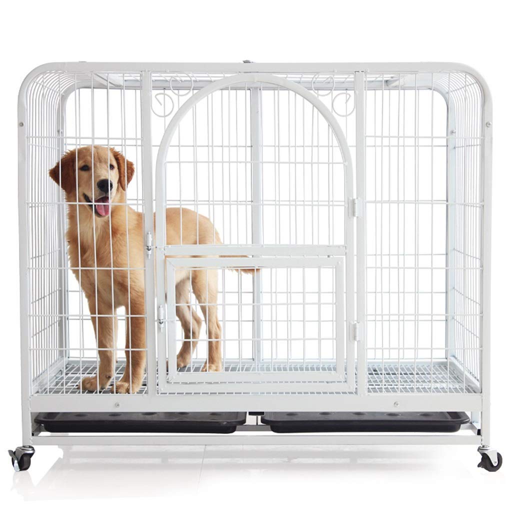 Crate Dog Cage Cat Cage Square Tube Dog Cage Pet Dog Cage Dog House Rabbit Cage Supplies White with Skylight Pet Playpen (Large)