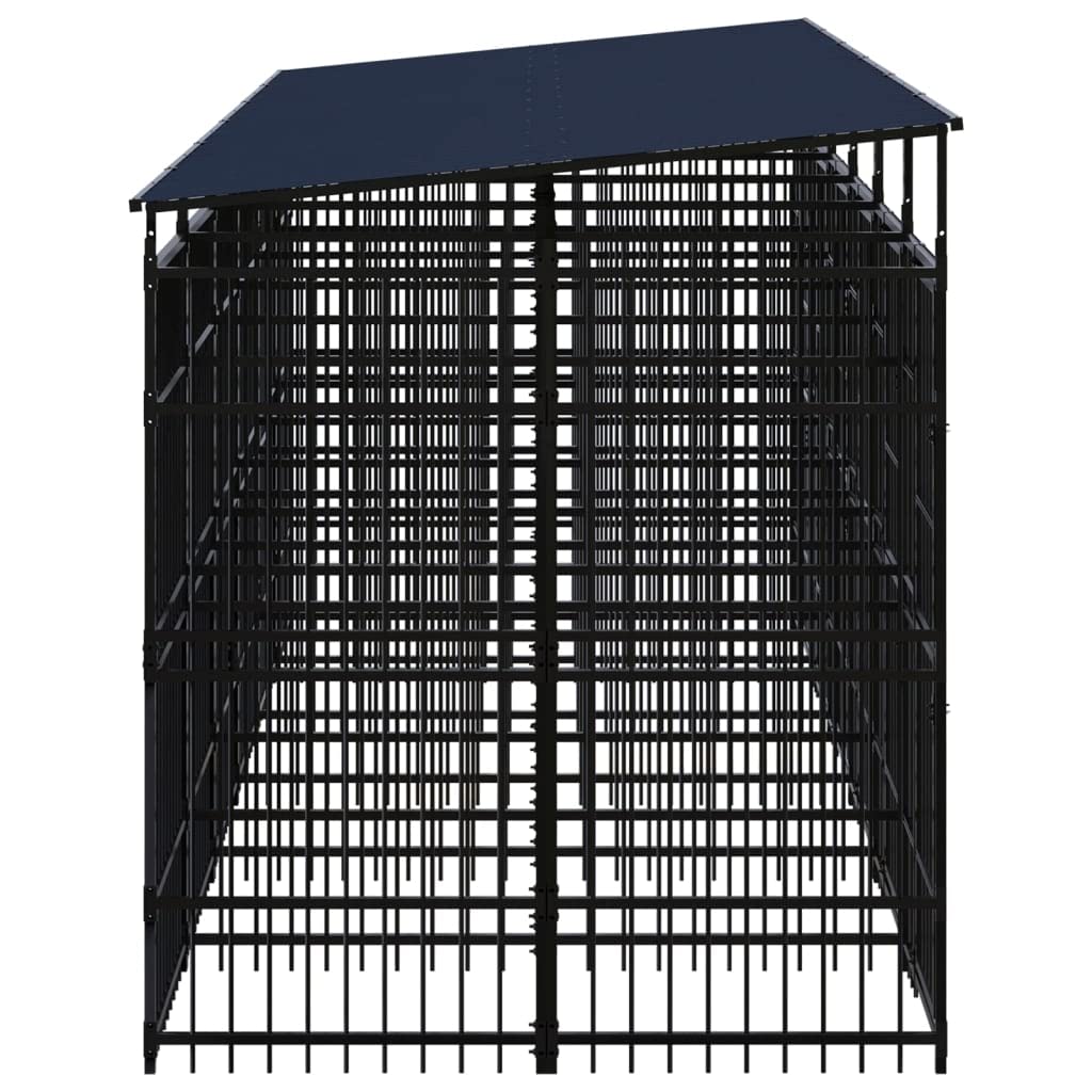 Outdoor Dog Kennel with Roof,Metal Pet Crate Cage Game Enclosure,Outdoor Pet Enclosure,Backyard Dog Run House,for Backyard and Garden Pet Fence,Steel 119 ft²