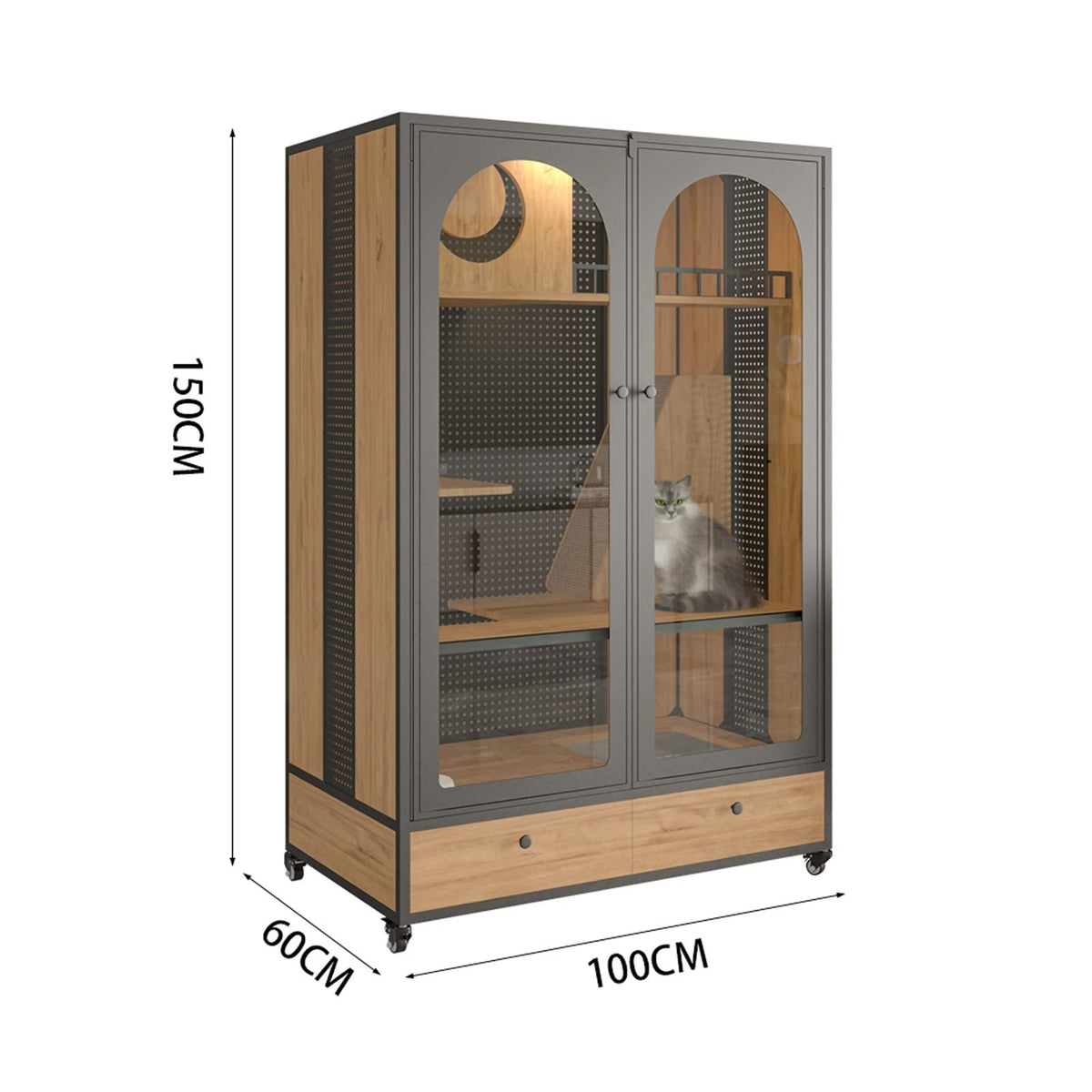 Cat House Villa Wood Cage Large House Indoor Cabinet Space Pet cat Cages Indoor