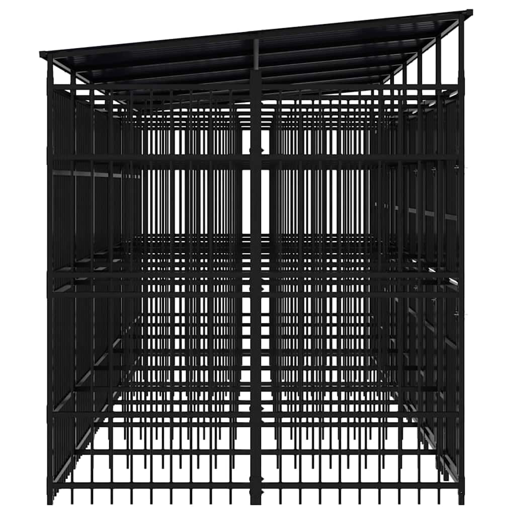 Outdoor Dog Kennel, Steel Exercise Pen & Secure Play Run, Black