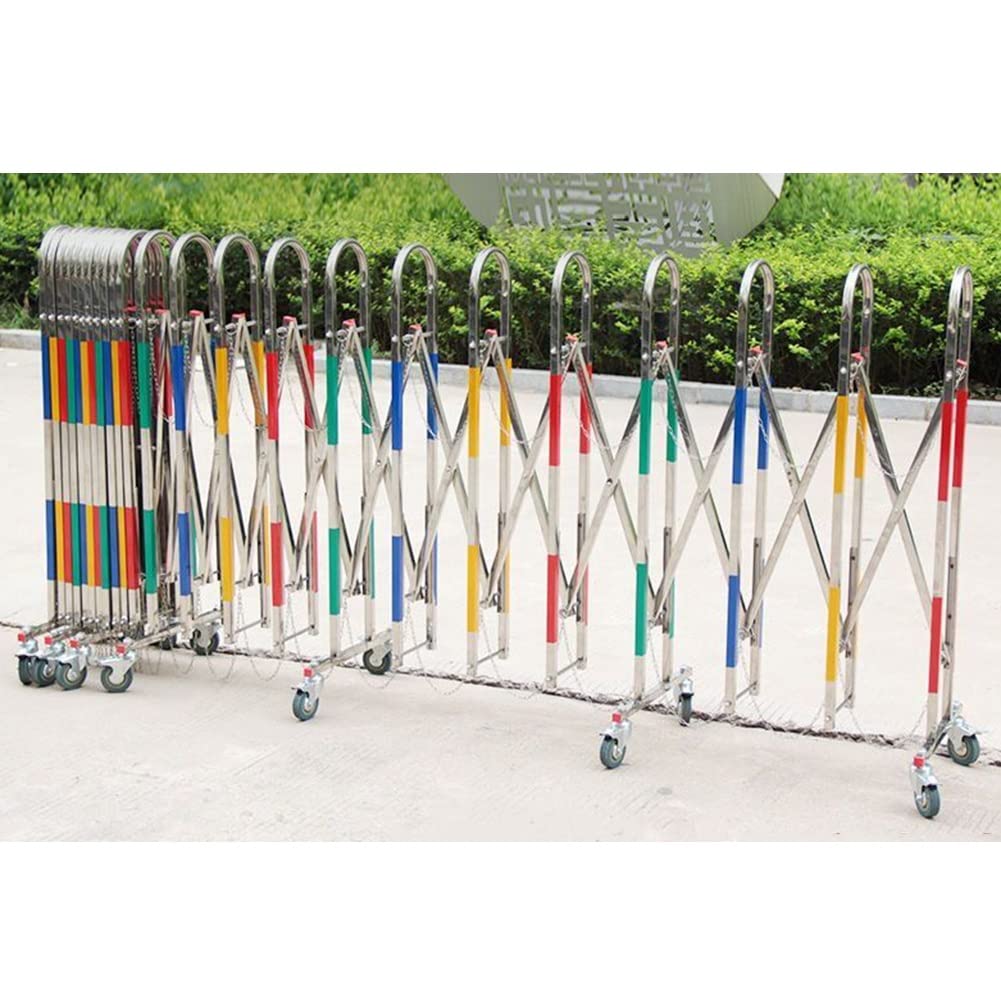 Telescopic Traffic Fence Folding Portable Scissor Gate,Folding Security Barrier Gate Expandable Metal Barricade Traffic Fence Safety Barricade with Casters 360° Rolling Barricade Gate for Dr