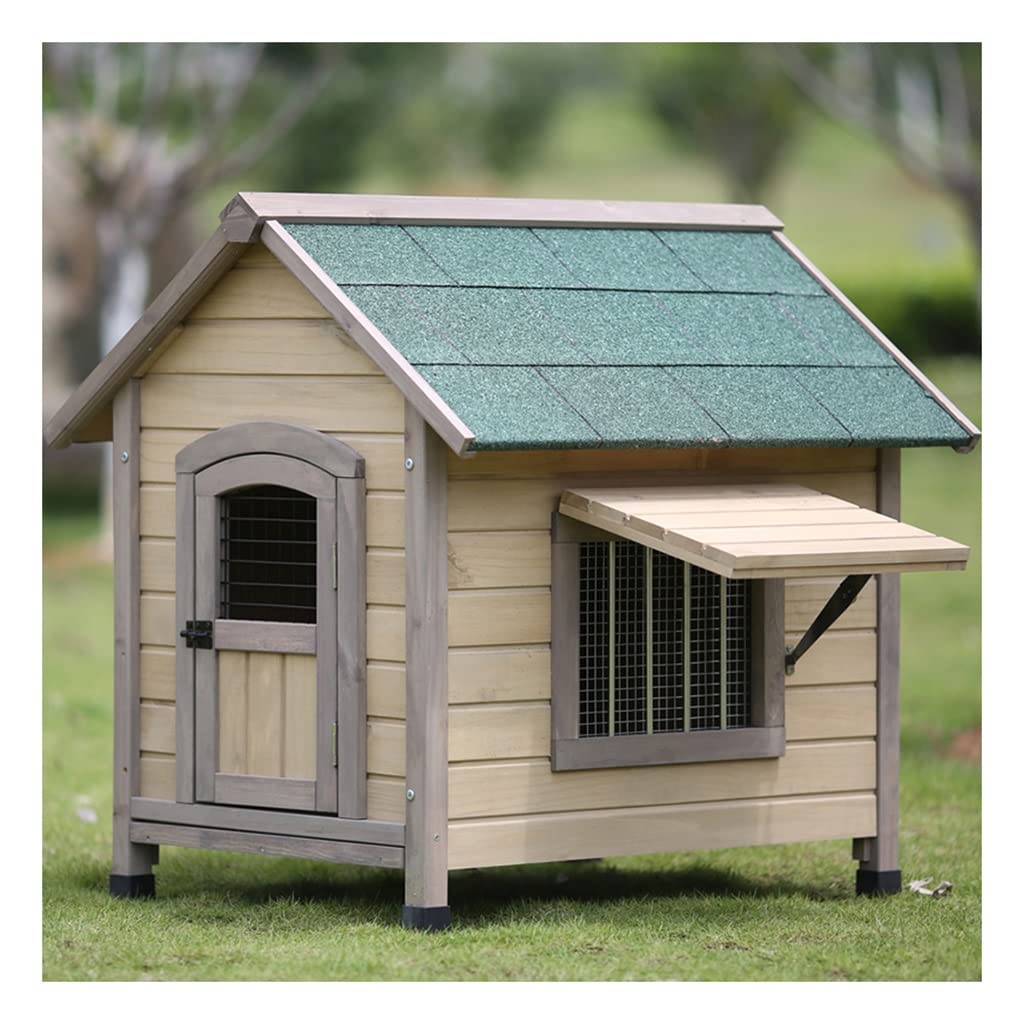 Dog Houses Large Outdoor Solid Wood Dog House Luxury Pet Shelter, Waterproof and Durable Four-Season Pet House, Easy to Install, 4 Sizes (Size : 130x120x110cm)