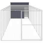 Homgoday Dog House with Run Anthracite 214x1069x181 cm Galvanised Steel, Outdoor Indoor Pet Puppy Dog House, Home Shelter Kennel Pet Shelter Type1 Animals & Pet Supplies