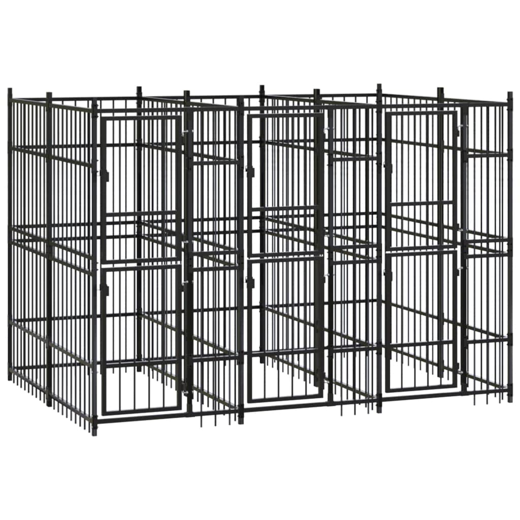 Dog Kennel Enclosure Houses Outside, Black Powder-Coated Steel Cage, Dogs, Outdoor Pet Run, House, Kennels