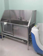 Stainless Steel Bathtub Professional Stainless Steel Dog Grooming Bathtubs Dog Pet Cleaning Home Pet Grooming Station Dog Cleaning Station Left Door Stainless Steel Pet Bathtubs(Depth 15.7in)