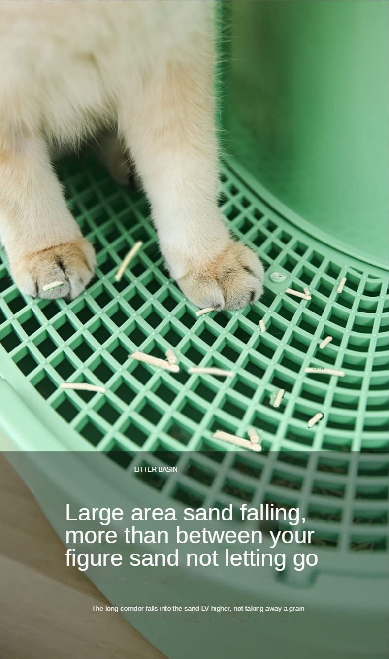 Large Space Fully Enclosed Cats Litter Box with Cushion Cats Toilet Splash Proof Toilet Training Pet Potty (Color : B) (C)