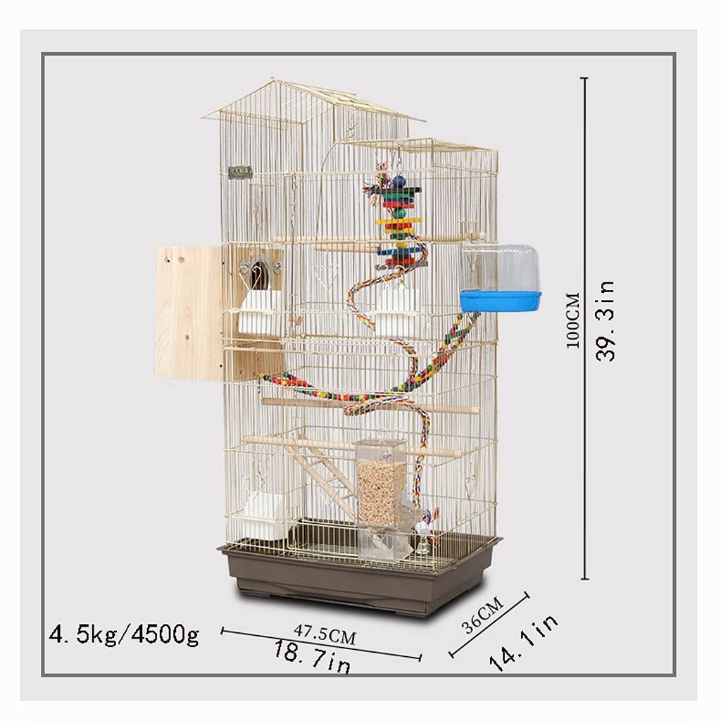 Electroplating Gold Large Bird Cage Villa Parrot Cage Large Bird Toy with Feeder for Parakeet Canary Love Bird Bird Cage,