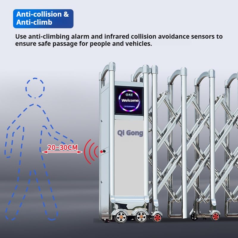 QIGONG Automatic Retractable Gate, Aluminum, Wall Mount, 63x39 Inches, Customized Color, 15 Pounds