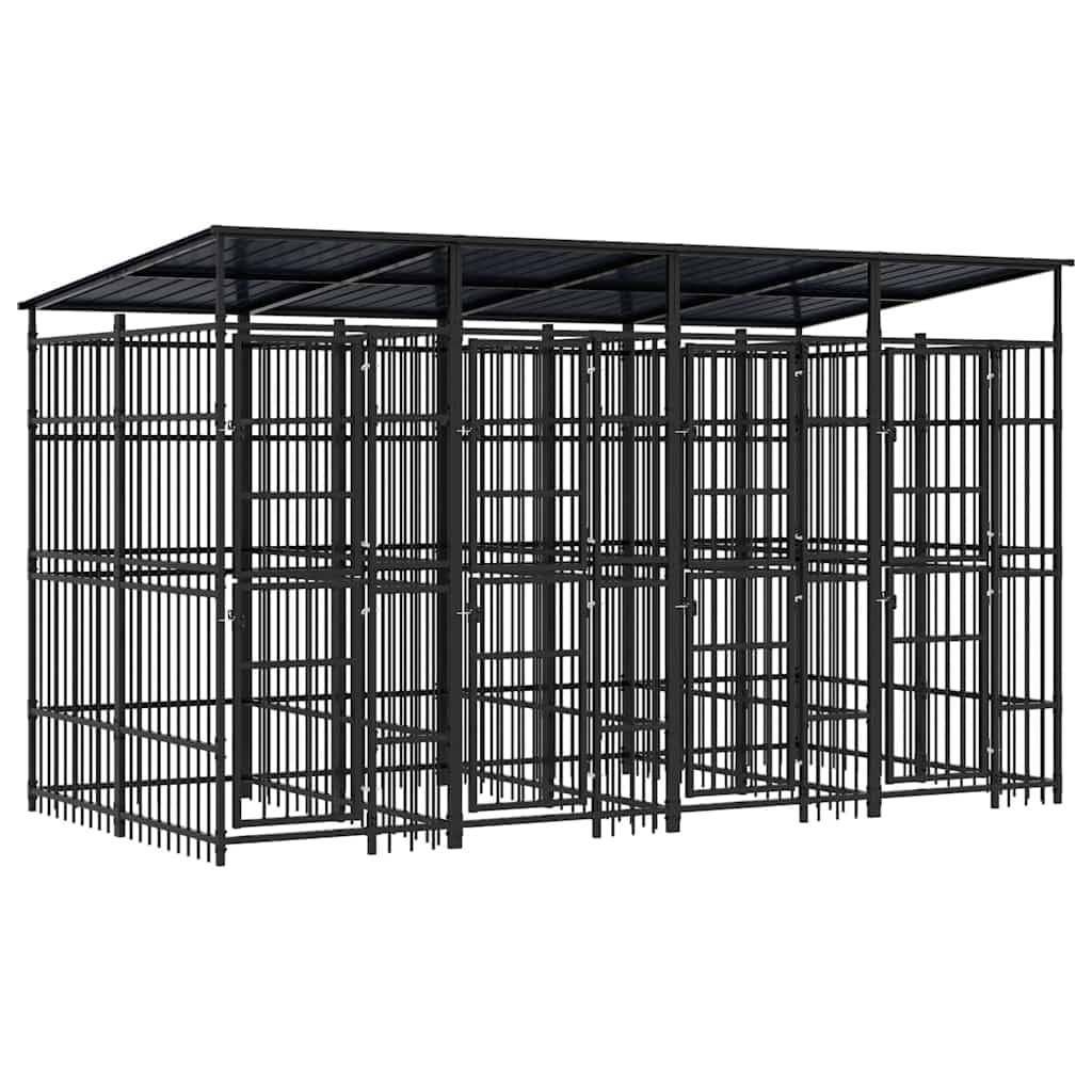 Large Outdoor Dog Kennel, Heavy Duty Powder-Coated Steel Pet Playpen for Backyard, Durable Enclosure for Dogs, Cats and Small Animals, 153.9 x 78.7 x 89.8 Inches