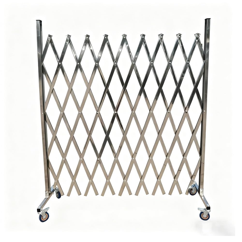 Portable Expandable Folding Security Gate with Casters - Versatile Traffic Barrier for Schools, Gas Stations, and Shopping Malls - Easy Setup and Mobility