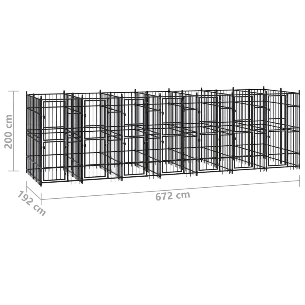Dog Kennel Enclosure Houses Outside, Black Powder-Coated Steel Cage, Dogs, Outdoor Pet Run, House, Kennels