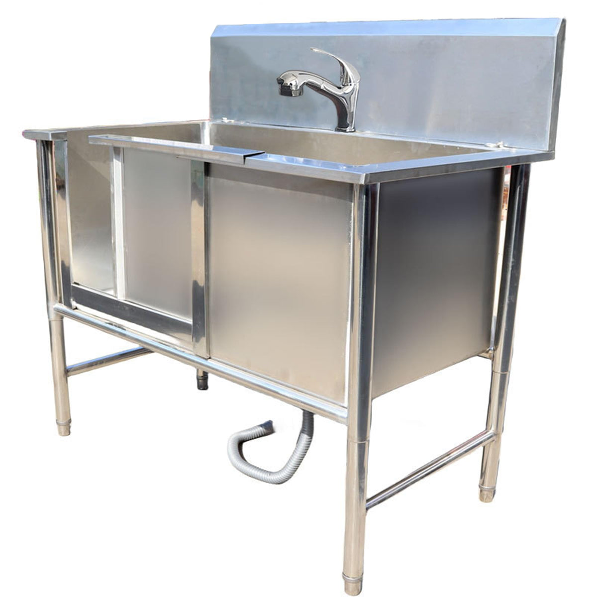 Dog Grooming Tub with Sliding Door,Pet Wash Bath Station,Dog Bathtub Station,Professional Stainless Steel Dog Grooming Bathing Station,Wash Shower Sink for Larg,47in/120cm