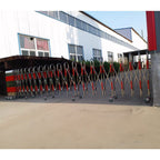 Expandable Barrier Gate, Flexible Mobile Metal Barricade, Durable Safety Barricade with casters, Stainless Steel Traffic Fence,Red-Silver-1.1x6m
