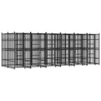 Extra Large Dog Kennel, Black Powder-Coated Steel, Heavy-Duty Outdoor Dog Crate for Large Breeds, 75.6 x 226.8 x 78.7 in, Secure Pet Playpen