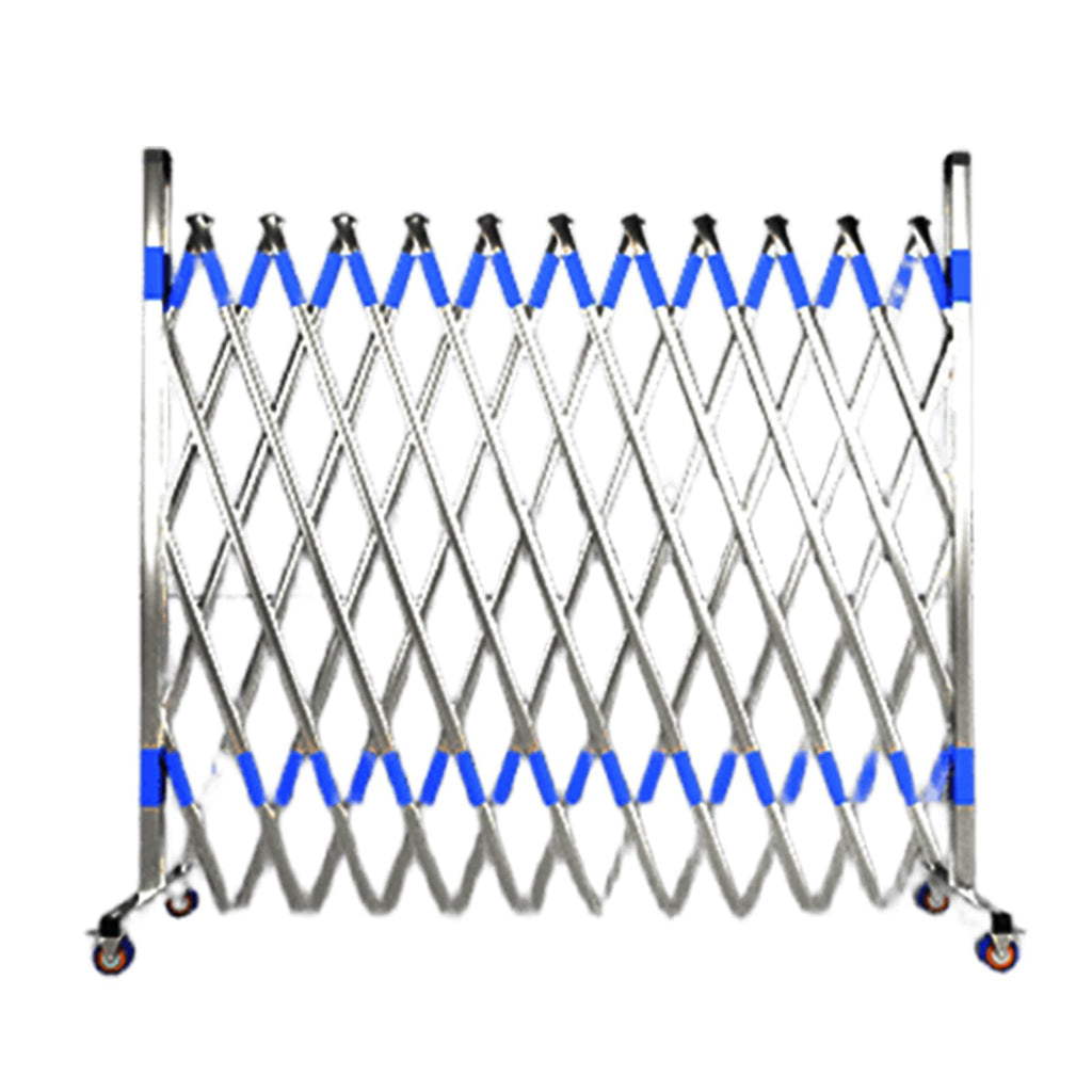 Mobile Stainless Steel Expandable Barrier with Reflective Stripes - Durable Safety Fence for Playgrounds, Parks, Garages - Portable and Easy to Set Up (Blue, 1.2x4.5m)