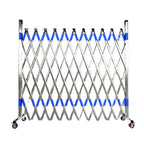 Mobile Stainless Steel Expandable Barrier with Reflective Stripes - Durable Safety Fence for Playgrounds, Parks, Garages - Portable and Easy to Set Up (Blue, 1.2x4.5m)