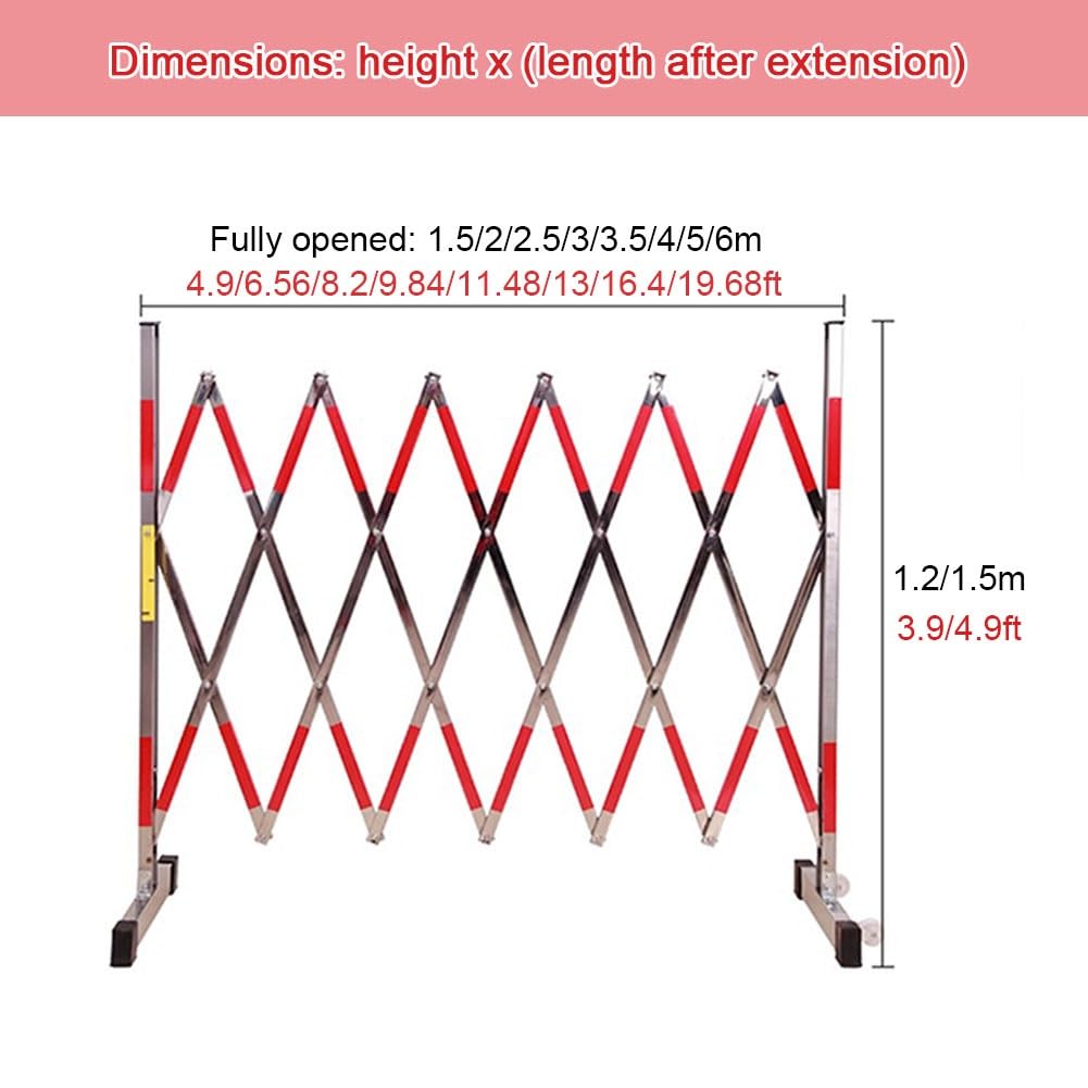 Expandable Mobile Folding Security Gate – Durable Stainless Steel Barrier with Wheels for Traffic Control and Driveway Protection – Retractable Safety Barrier f