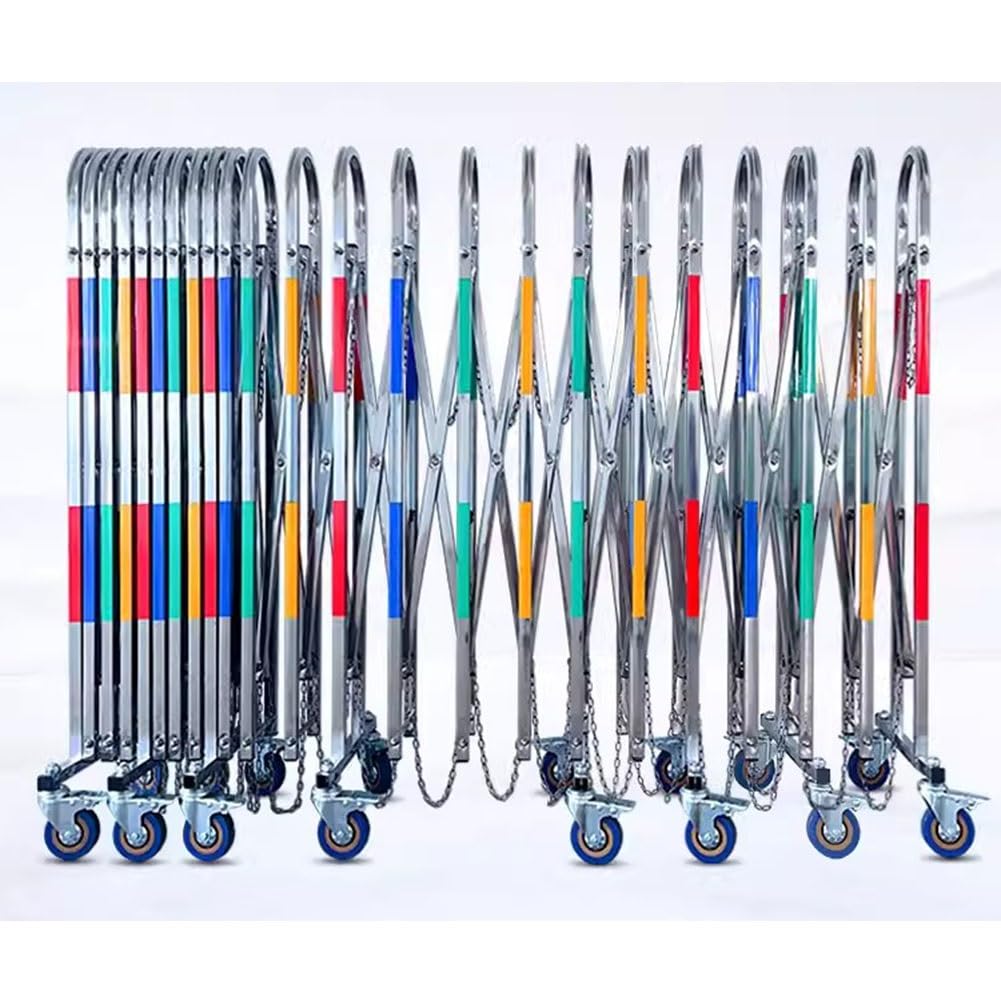 Telescopic Traffic Fence Folding Portable Scissor Gate,Folding Security Barrier Gate Expandable Metal Barricade Traffic Fence Safety Barricade with Casters 360° Rolling Barricade Gate for Dr