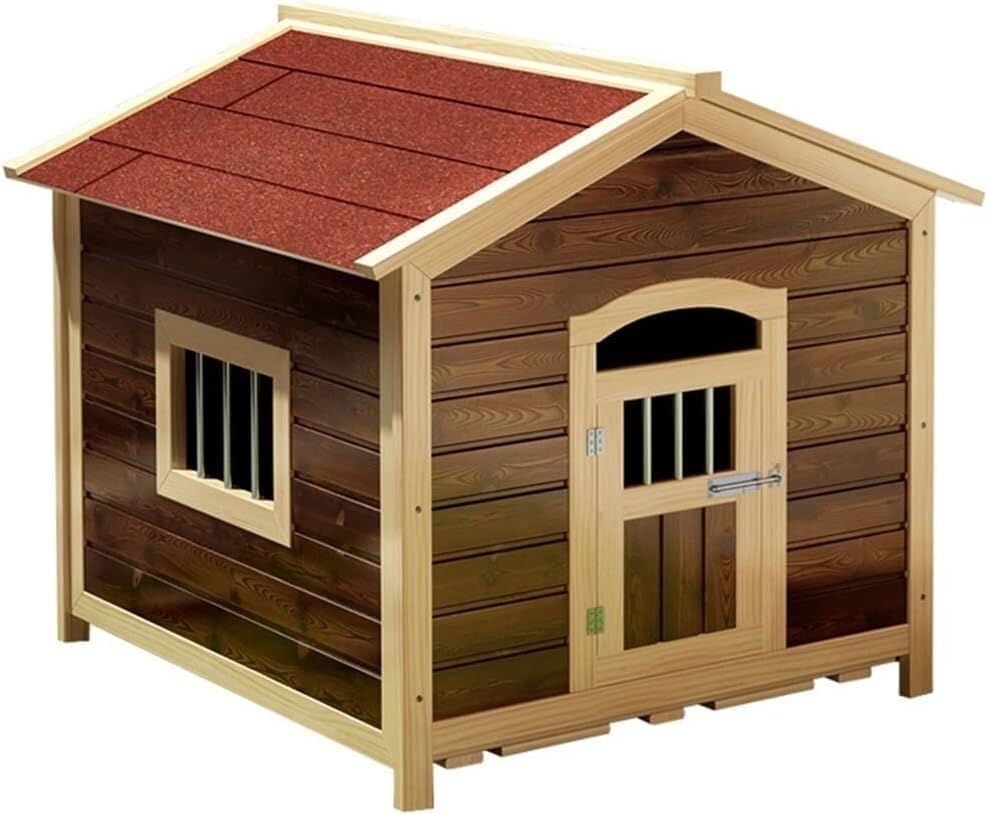 Wooden House Outdoor Cartoon Pet Cage Indoor Pet Supplies Small and Medium-Sized Storage Box Gift Pet House(Large)