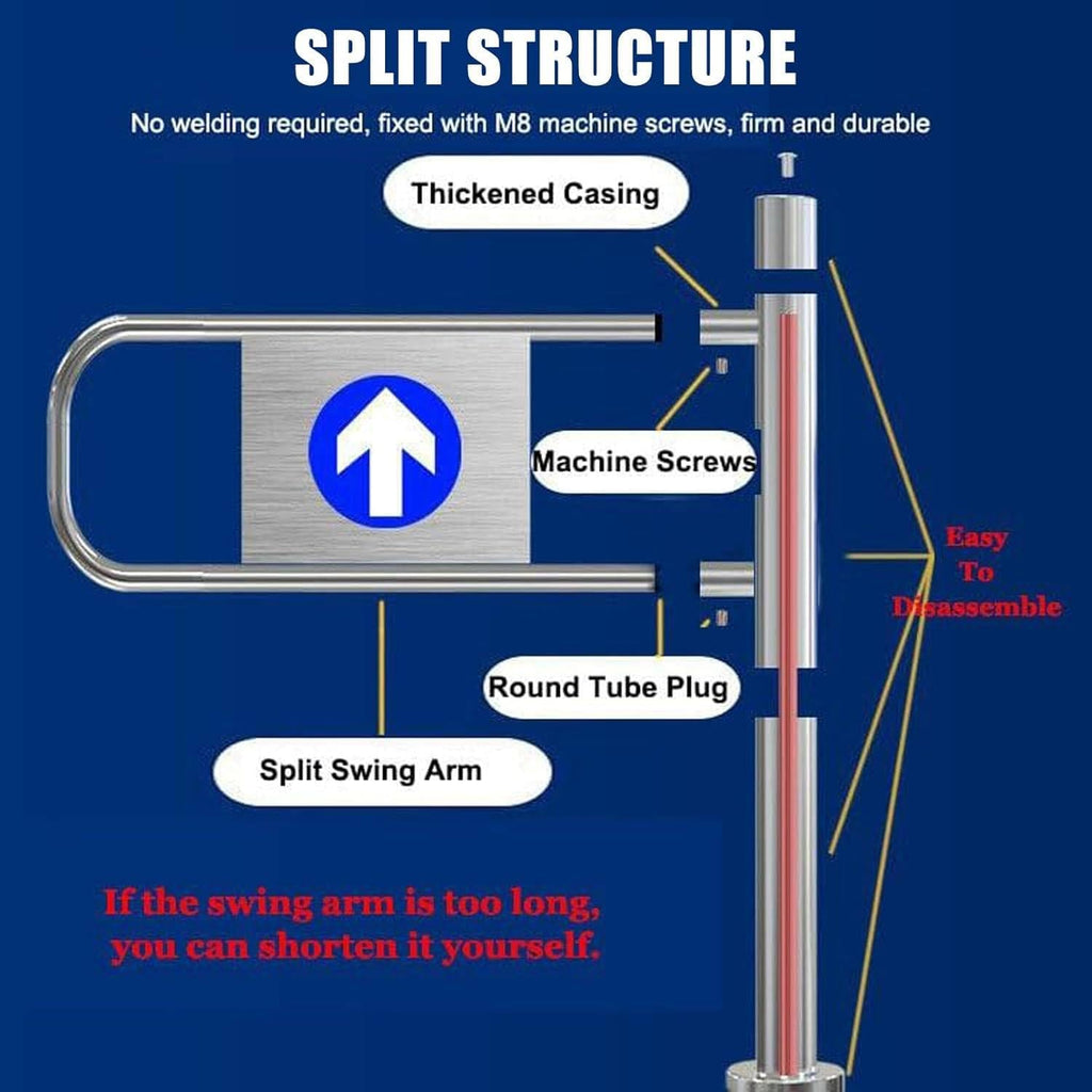 Safety Swing Gate - Spring-Loaded Metal Gate for Security Self-Closing Door for Warehouse and Shop 70x100cm