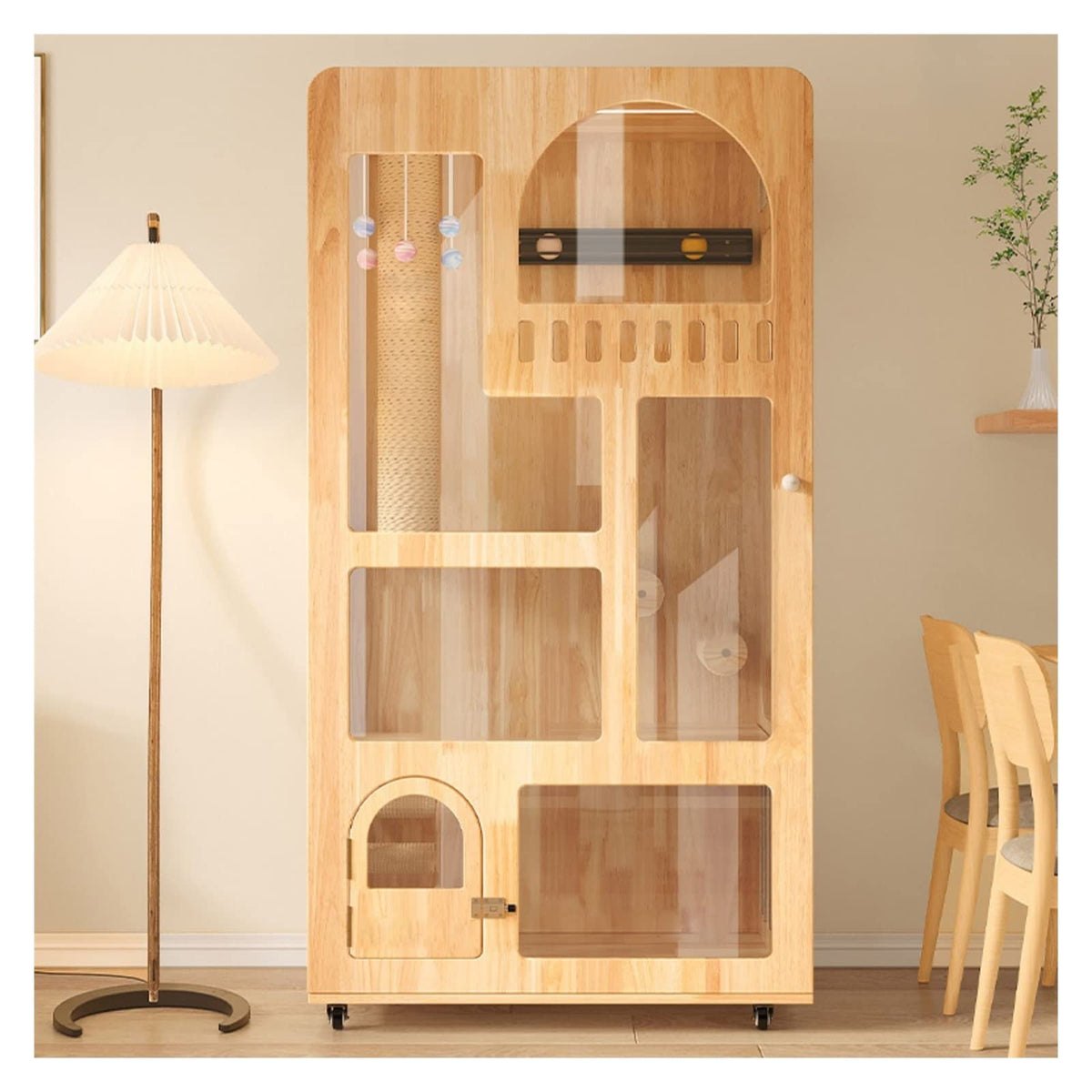 Cat Cage Wood Cat Villa Cage with Toilet Home House Large Litter Coffee Cabinet Pet House