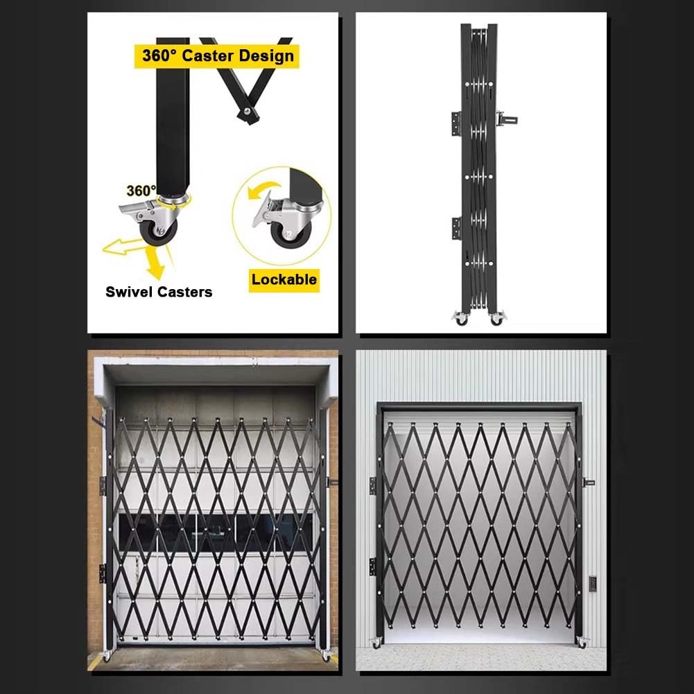 Etlegor Folding Security Gate, Steel Accordion Safety Gates with Lock, 360° Rolling Barricade Gate, for Courtyards Basement Garage(350x200cm)