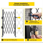 Etlegor Folding Security Gate, Steel Accordion Safety Gates with Lock, 360° Rolling Barricade Gate, for Courtyards Basement Garage(350x200cm)