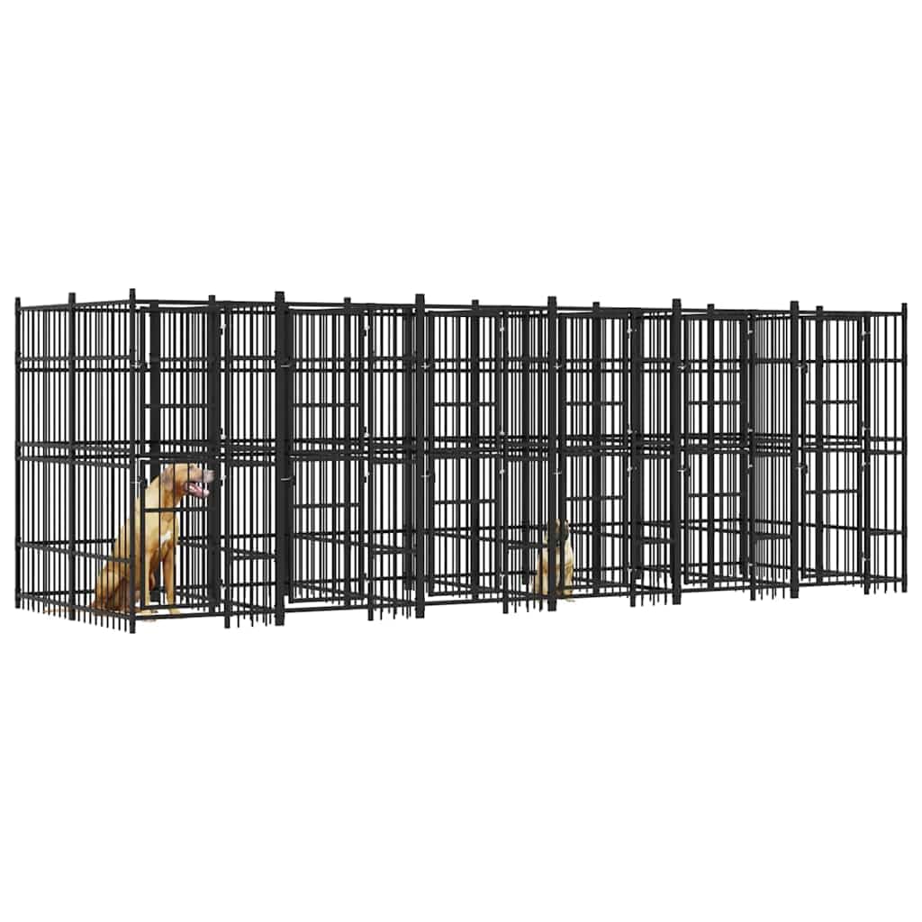 Outdoor Dog Kennel Steel 119 ft虏 with Lockable Door