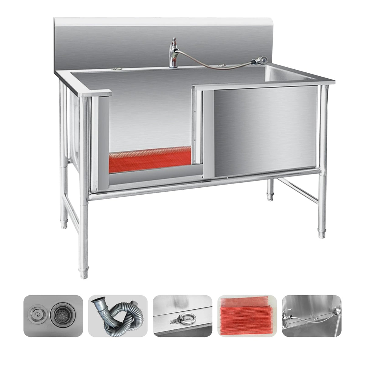 Stainless Steel Small Dog Washing Station Door Pet Wash Station Professional Stainless Steel Pet Grooming Tub