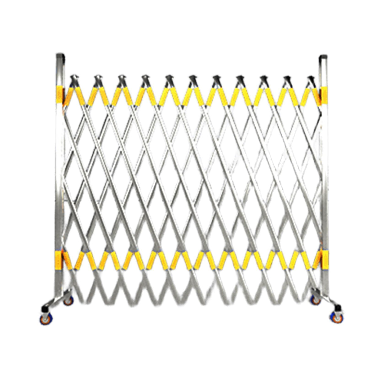 Mobile Stainless Steel Expandable Barrier with Reflective Stripes - Durable Safety Fence for Playgrounds, Parks, Garages - Portable and Easy to Set Up (Blue, 1.2x4.5m)