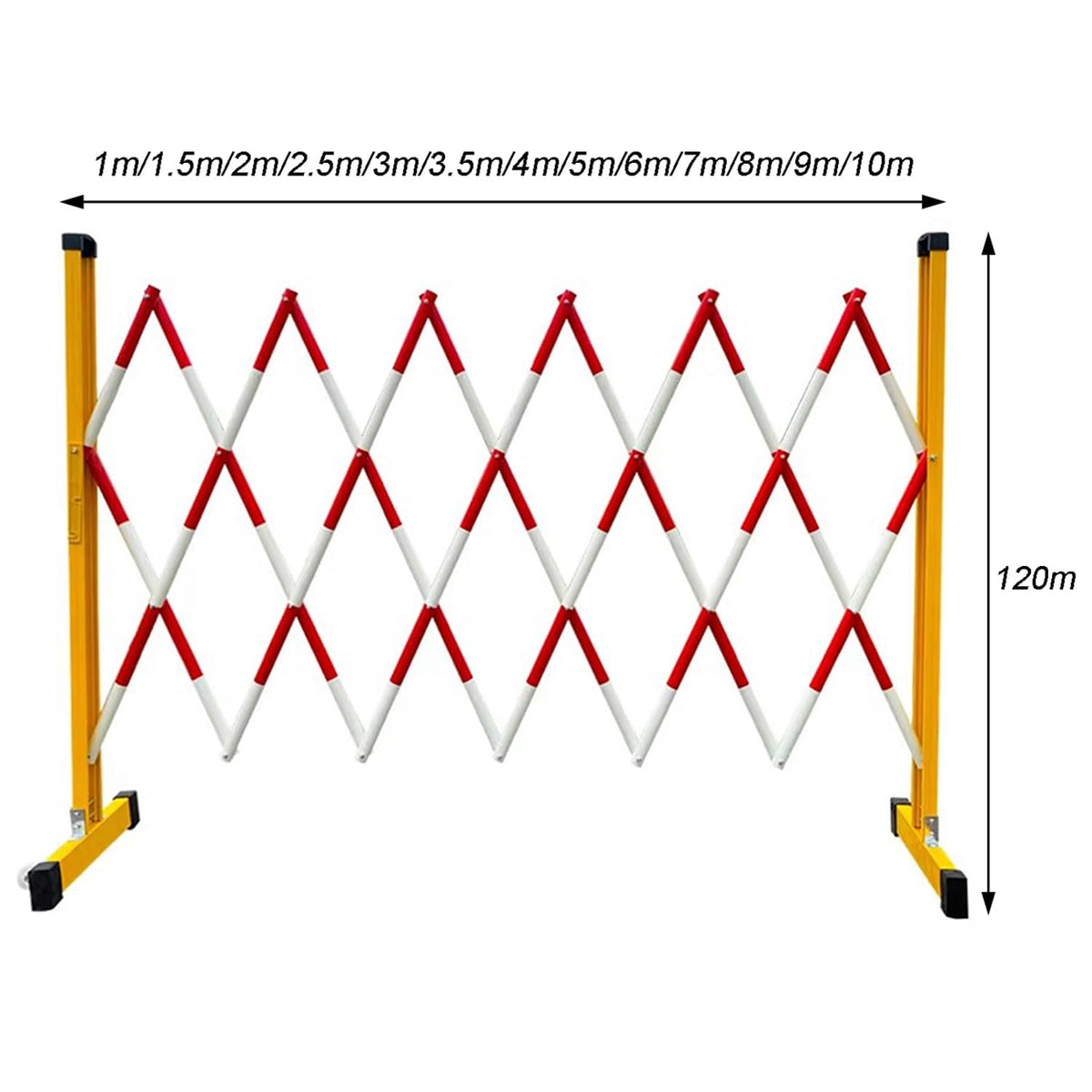 Portable Retractable Folding Barrier Mobile Scissor Gate Traffic Fence for Road Construction Durable Outdoor Safety Barrier - Easy Setup & Highly Visible,Red White-1.2x10m