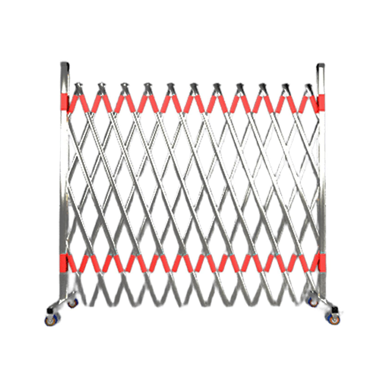 Mobile Stainless Steel Expandable Barrier with Reflective Stripes - Durable Safety Fence for Playgrounds, Parks, Garages - Portable and Easy to Set Up (Blue, 1.2x4.5m)