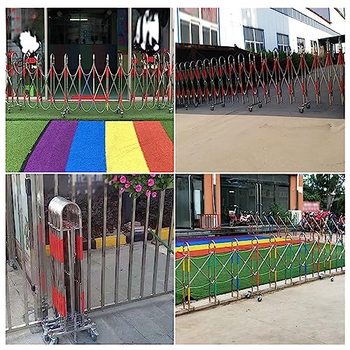 Expandable Retractable Traffic Barrier Gate, 3.6FT/4.9FT Height, Stainless Steel Safety Fence for Schools, Malls, Gas Stations - Silver, 1.5x5m