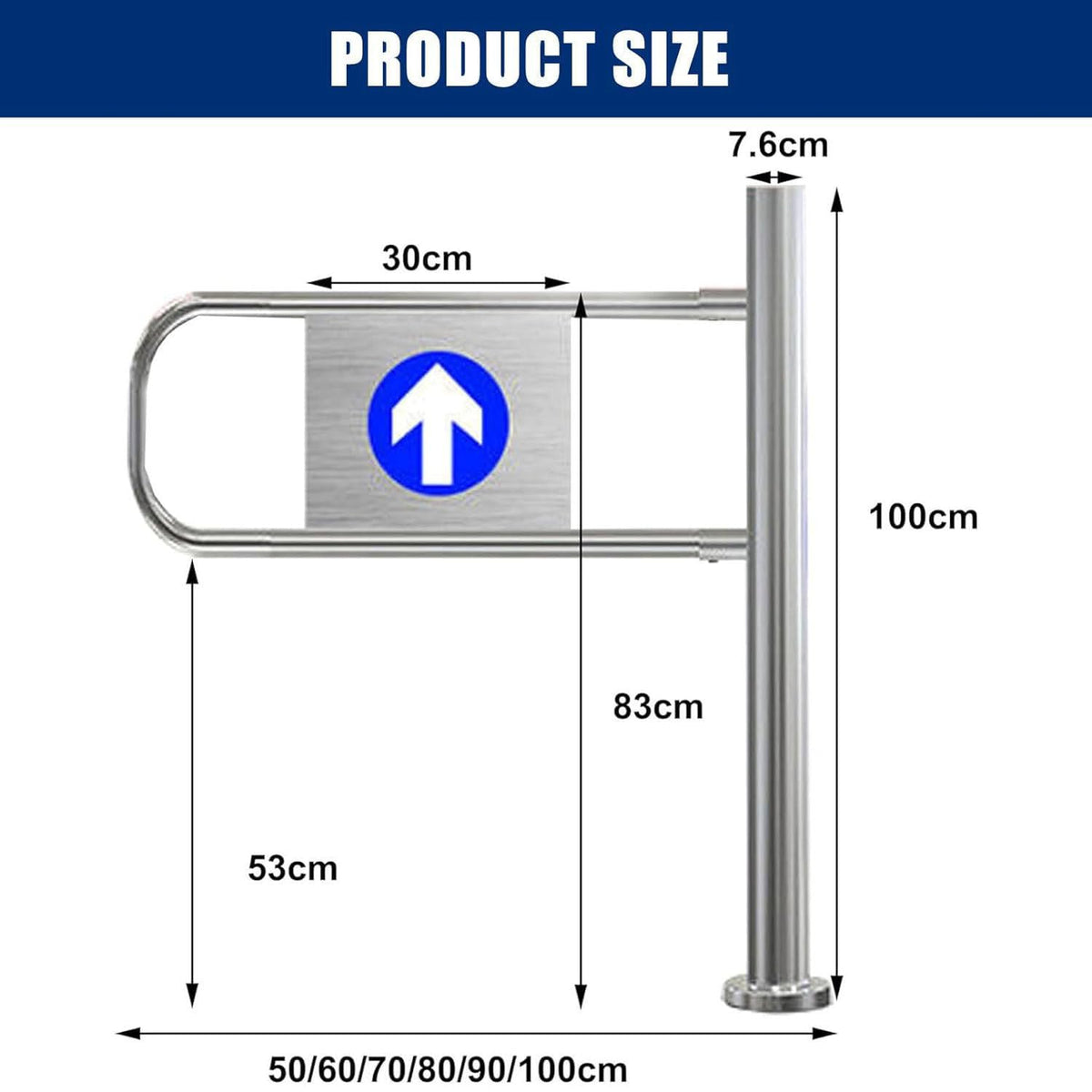 Safety Swing Gate - Spring-Loaded Metal Gate for Security Self-Closing Door for Warehouse and Shop 70x100cm