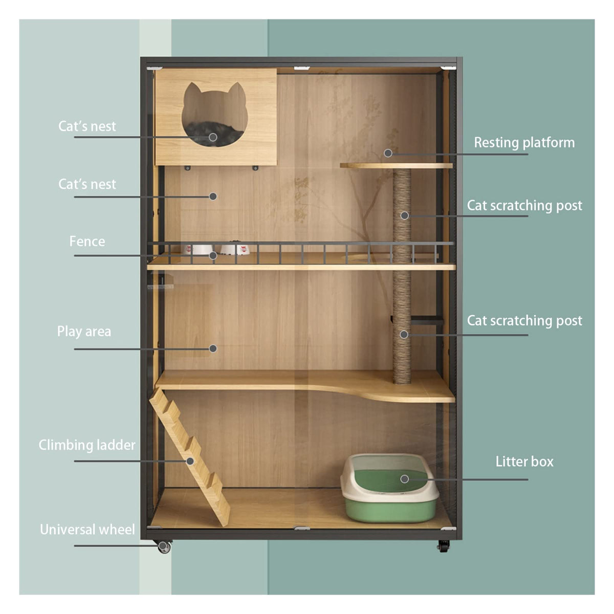 Cat Villa Cat Villa Cat House Large Pet Cage Super Large Free Space Does Not Occupy The Floor Cat Cabinet Cat House,