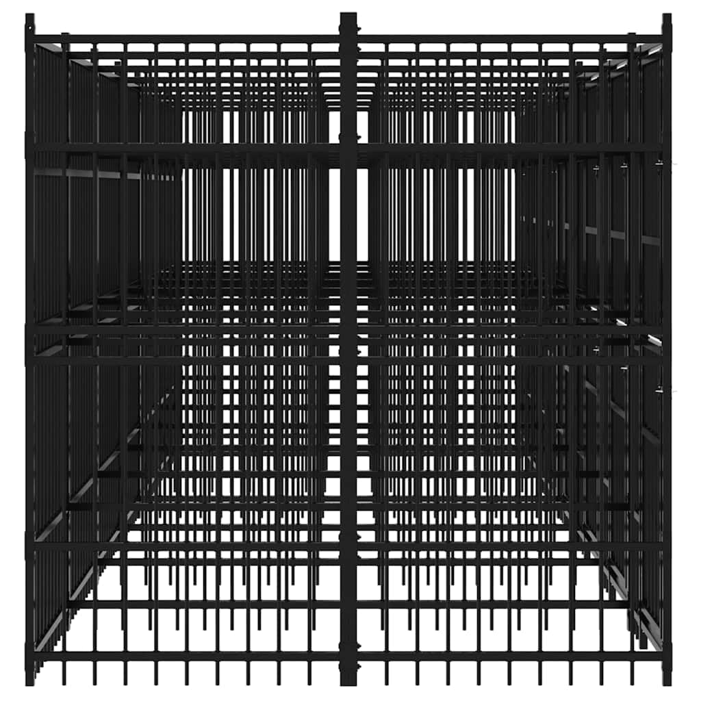 Large Outdoor Dog Kennel, 264.6" L x 75.6" W x 78.7" H Heavy Duty Powder-Coated Steel Dog Run with Lockable Latch, Spacious Metal Pet Playpen Enclosure for Backyards and Patios, Black
