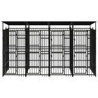 vidaXL Outdoor Dog Kennel with Roof, Large Steel Pet Enclosure for Multiple Dogs, Weatherproof and Secure Shelter