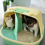 Large Space Fully Enclosed Cats Litter Box with Cushion Cats Toilet Splash Proof Toilet Training Pet Potty (Color : B) (A)