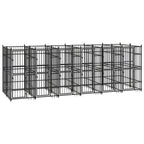 vidaXL Outdoor Dog Kennel with Roof, Large Steel Pet Enclosure for Multiple Dogs, Weatherproof and Secure Shelter