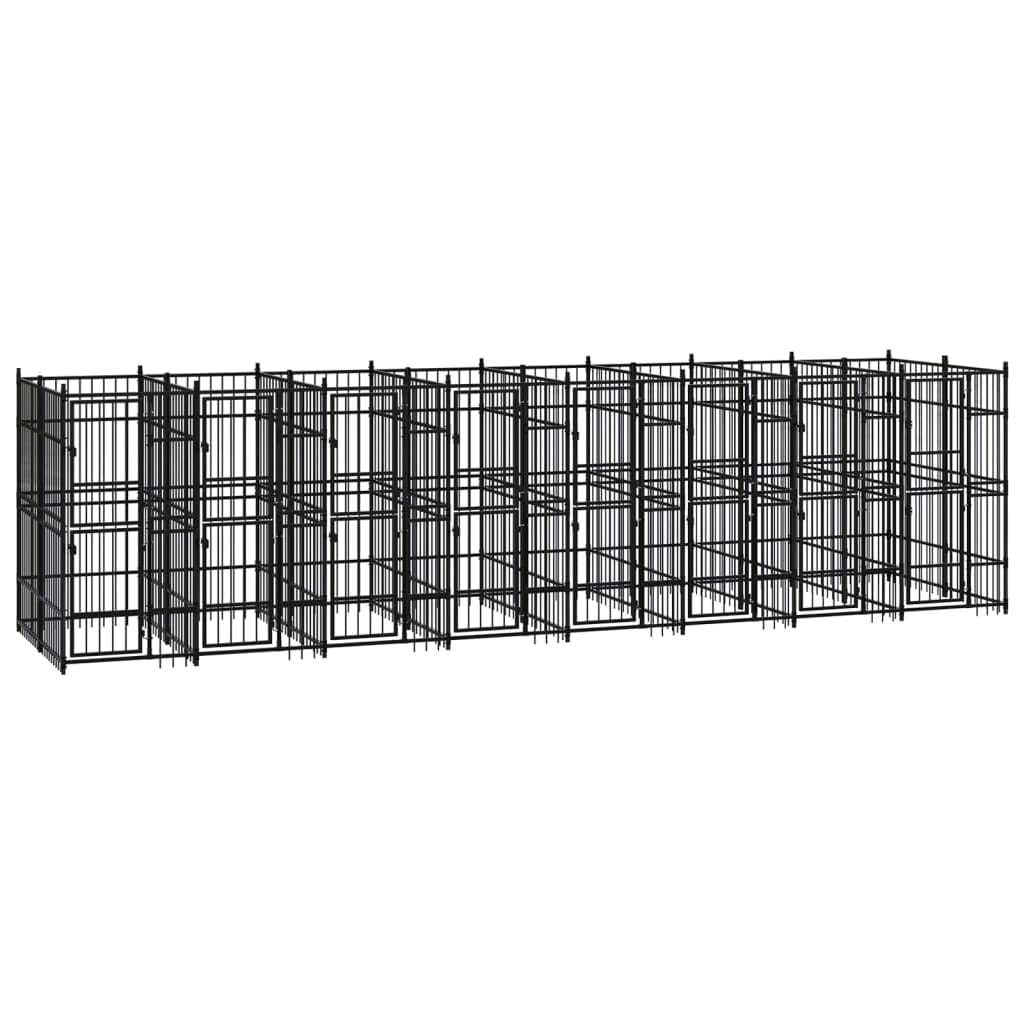 Dog Kennel Enclosure Houses Outside, Black Powder-Coated Steel Cage, Dogs, Outdoor Pet Run, House, Kennels
