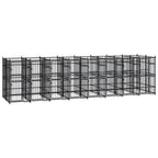 vidaXL Outdoor Dog Kennel with Roof, Large Steel Pet Enclosure for Multiple Dogs, Weatherproof and Secure Shelter