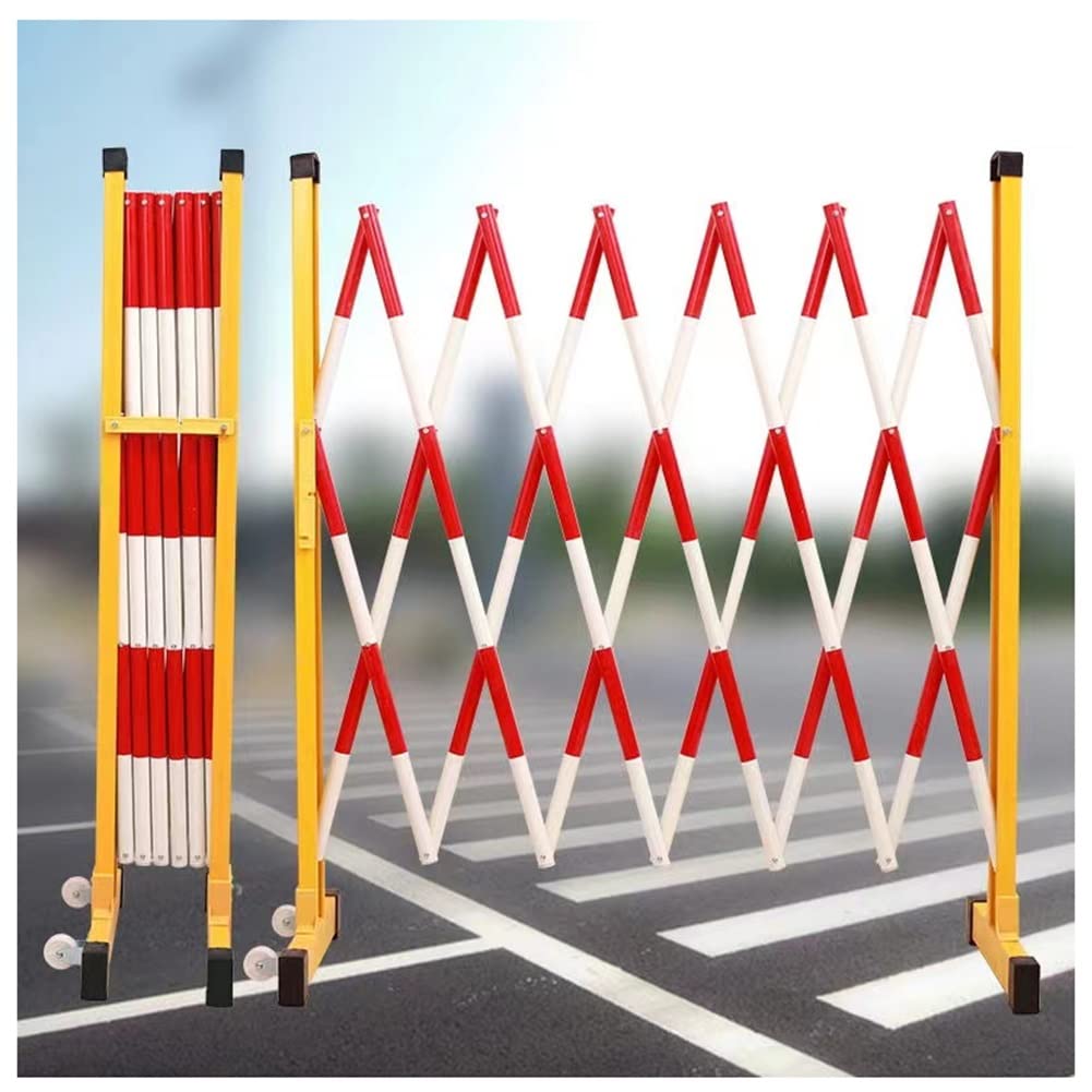 Retractable Metal Traffic Barrier - Portable Folding Gate for Driveways & Safety, Expandable Fence Barrier 1x6m (Red & White) - Ideal for Crowd Control & Events