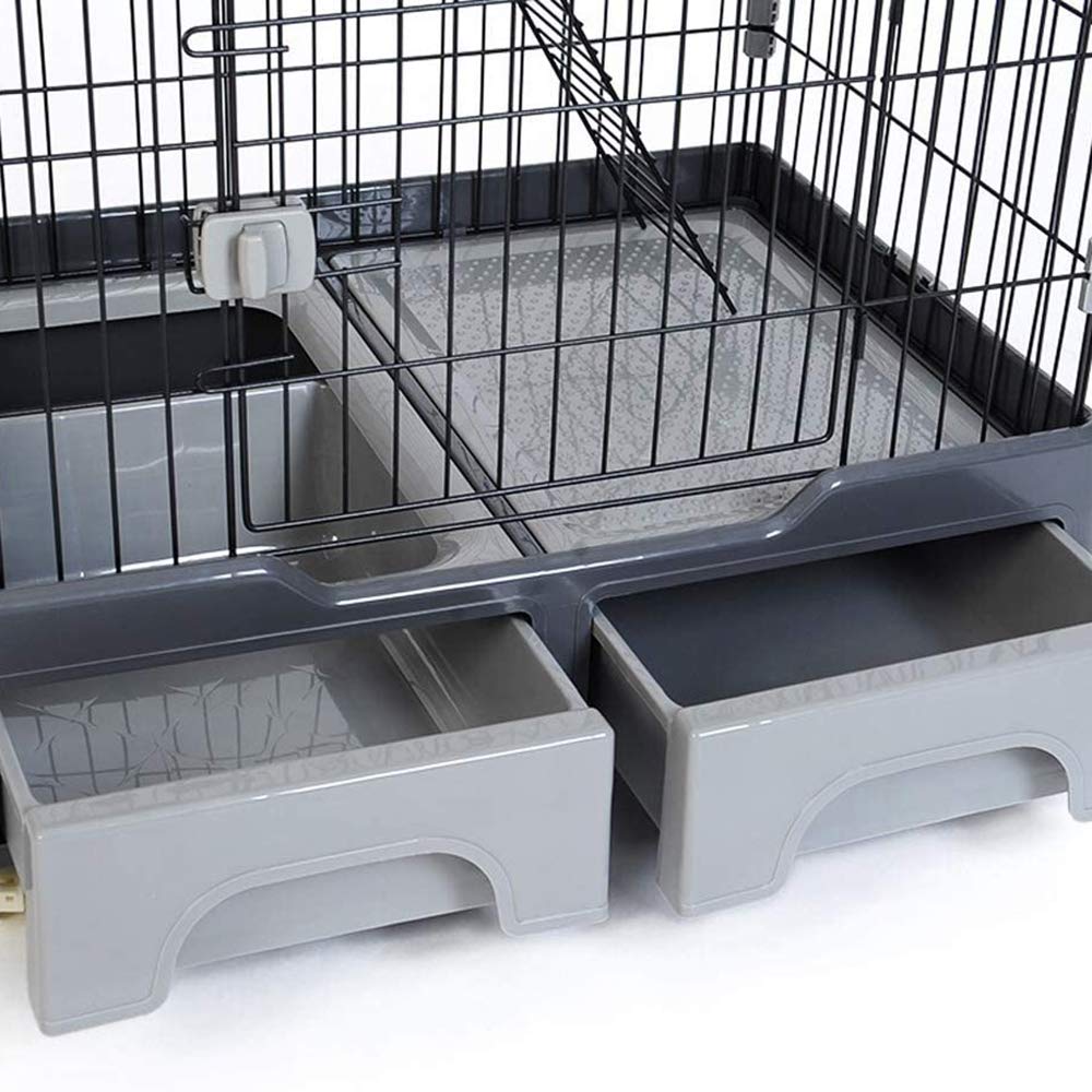 Large Cat Cage Apartment 3-Tier Pet Villa House Crate Game Fence with Hammock Cat Litter Box Climbing Ladder Rest Platform B (D)