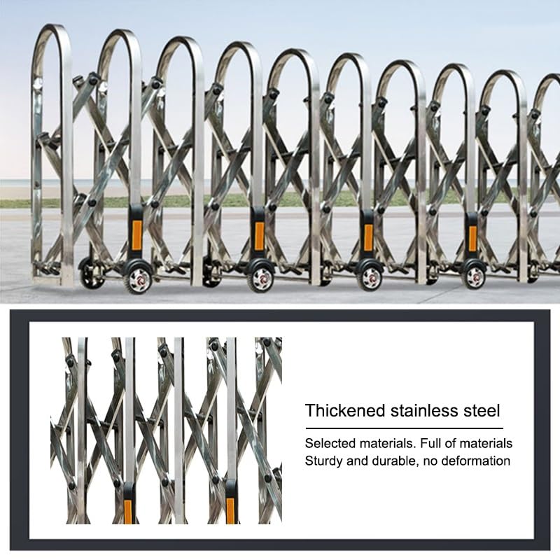 Expandable Security Barricade, Portable Traffic Gate for Driveways, 35.5 Inch High Mobile Folding Fence for Outdoor Road Construction, Silver 8x0.9m
