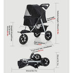 Pet Strollers 3 Wheel Pet Stroller Foldable Pet Supplies Travel Beach Pet Buggy Dog Bicycle Trailer with Large Storage Basket A (D)