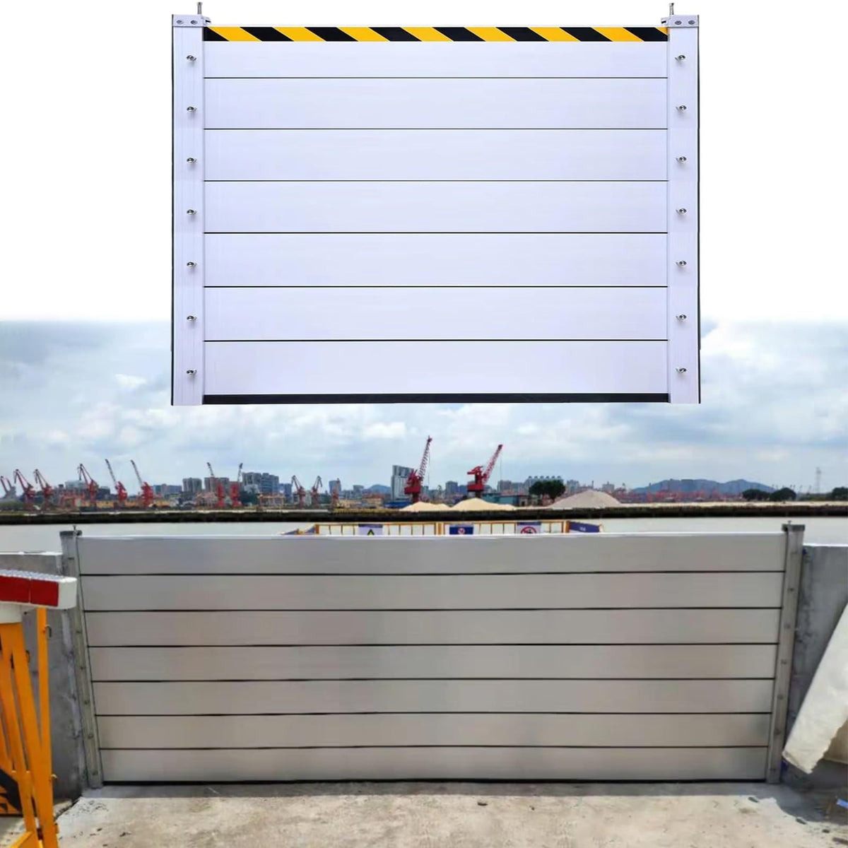 Detachable Anti Flood Gate 4.5ft High, Flood Control Barrier 21' 20' 19' 18' 17' 16' 15' 14' 13' 12' 11' 10' 9' 8' 7' 6' 5' 4', Flood Protection Baffle(Silver-L-10.2ft/122.4"/310.9cm)