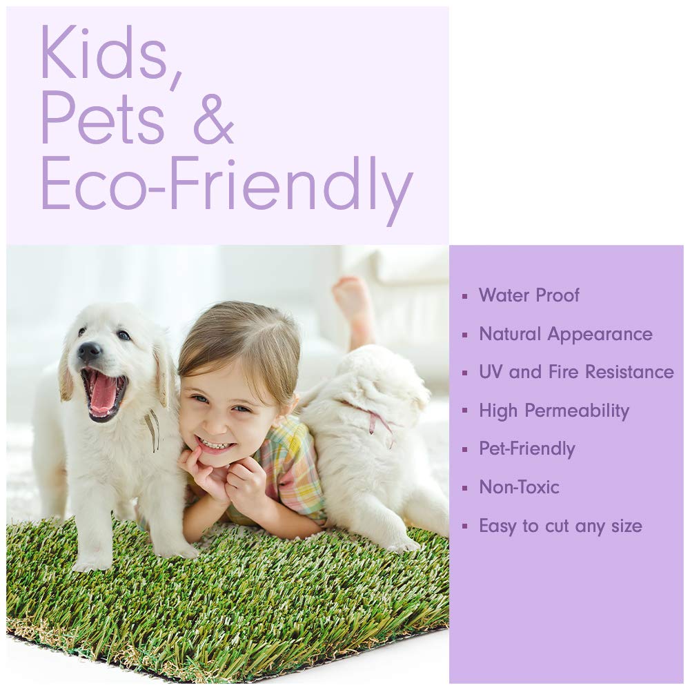 15 x 40 Feet Artificial Grass Mat for Dogs [Deluxe Realistic Synthetic Pet Turf Rug, Fake Grass Carpet for Puppy Potty Training Patch, Indoor or Outdoor Pee Pads]
