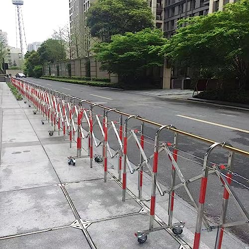 Expandable Retractable Traffic Barrier Gate, 3.6FT/4.9FT Height, Stainless Steel Safety Fence for Schools, Malls, Gas Stations - Silver, 1.5x5m