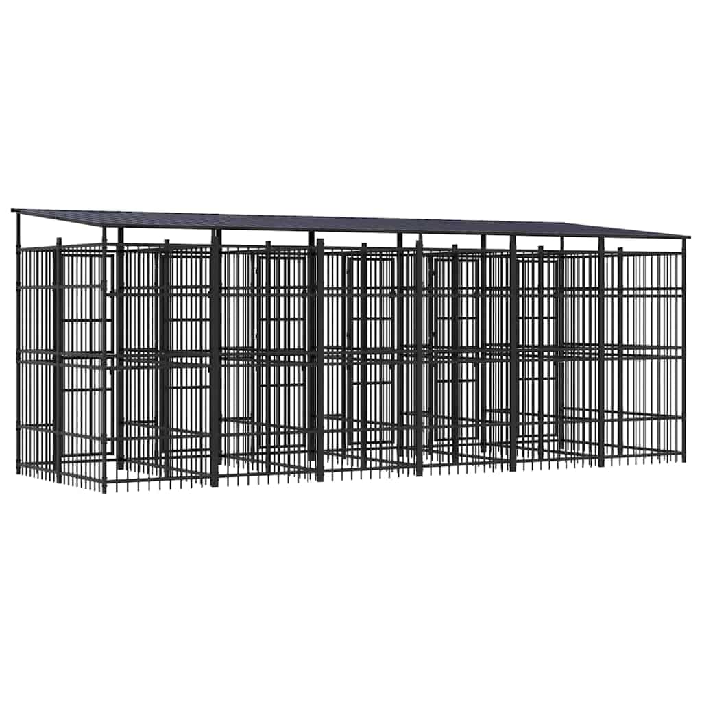 Outdoor Dog Kennel, Steel Exercise Pen & Secure Play Run, Black